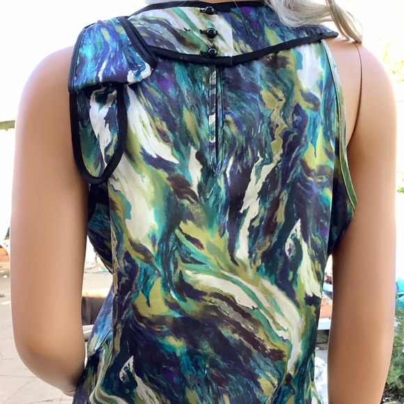 IZBYER Peplum Blouse Bow Accent Water Color Blouse - Picture 6 of 8